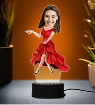 Doğum Günü Hediyesi,Sevgiliye Hediye, Kişiye Özel Fotoğraflı Dansçı Karikatür 3D Led Lamba (Beyaz)