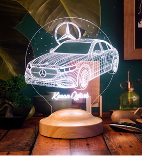 Babalar Günü Hediyesi Mercedes Tasarımlı, Mercedes Benz Figürlü Led Masa Lambası, Babaya Hediye Mercedes Hayranlarına Dekoratif Hediye