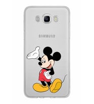 Samsung Galaxy J7 2016 Kapak Mickey Mouse Tasarımlı Şeffaf Silikon Kılıf