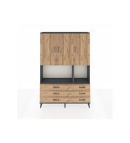 Arges Gardrop 6 Raflı 6 Çekmeceli 3 Kapaklı 132x30x195 Antrasit-Çam