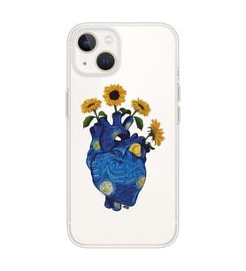 Iphone 14 Plus Uyumlu Vincent Van Gogh Kalp Tasarımlı Şeffaf Telefon Kılıfı