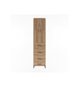 Hyperion Dolap 3 Raflı 4 Çekmeceli 2 Kapaklı 60x44x243 Çam-Çam