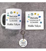 İnsan Kaynakları Uzmanı Kupa Bardak Altlık ve Anahtarlık Hediye Seti (Model 1)