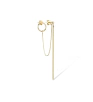 14k Sade Altın İkili Kombin Sallantılı Küpe