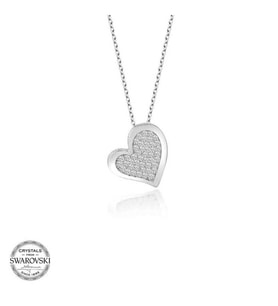 SWAROVSKİ TAŞLI KALP 925 AYAR GÜMÜŞ KOLYE
