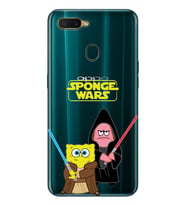 Oppo A5S/AX7/A12 Uyumlu Sunger Bob Star Wars Desenli Şeffaf Telefon Kılıfı