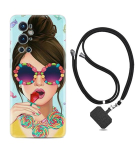 Tecno Spark 9 Pro Kılıf Resimli Boyun Askılı İpli Desenli Silikon Sugar and Woman 1418