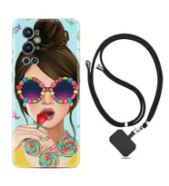 Tecno Spark 9 Pro Kılıf Resimli Boyun Askılı İpli Desenli Silikon Sugar and Woman 1418
