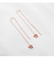 Yıldız Zirkon Taşlı Rose Gold Kaplama Gümüş Zincir Küpe