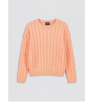 LC WAIKIKI Pembe Bisiklet Yaka Desenli Kız Çocuk Triko Kazak