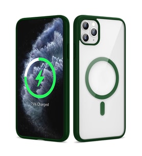 Lexroo iPhone 11 Pro Max Kılıf M-safe Wireless Şarj Özellikli Silikon Ege Kılıf - Koyu Yeşil