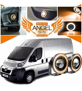 Peugeot Boxer Uyumlu, Universal Mercekli Led Angel Sis Farı, 76mm Turuncu Renk