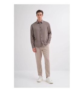 Cazador Regular Fit Dokuma Tencel Haki Erkek Gömlek 20610