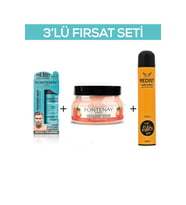 Fontenay Pudra Toz Wax Mavi 20gr + Face And Body Scrub Çilekli 350ml +Saç Spreyi 400ml 2 3'Lü Set