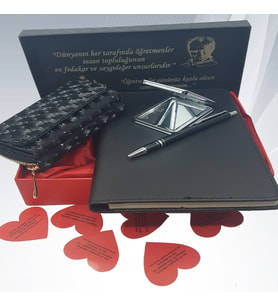 KİŞİYE ÖZEL BAYAN HEDİYE SETİ (CÜZDAN-AYNA-DEFTER VE HEDİYE KALEM)