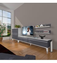 Decoraktiv Eko ON Mdf Std Silver Tv Ünitesi Tv Sehpası (Beyaz - Antrasit)