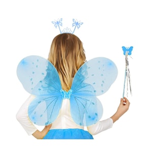 Mavi Erkek-Kız Seti – 50 cm Kanadı, Taç ve Asa