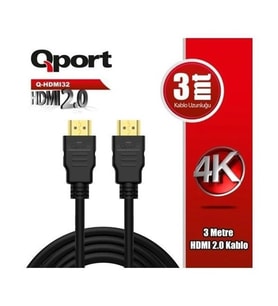 QPORT Q-HDMI32 3metre HDMI Görüntü Kablosu Gold 4K 60HZ 1.4v 2.0V