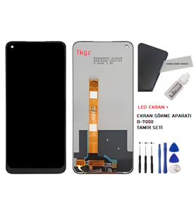 Tkgz - Oppo Realme 7 Uyumlu Lcd Ekran Dokunmatik -A- Kalite + B-7000 + TAMİR SETİ