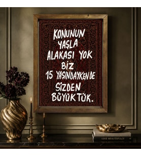BK Gift Vintage Klasik Sanat Esprili Sözlü Masif Ahşap Çerçeveli Dekoratif Tablo - 43