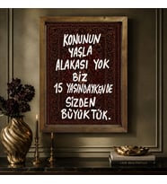BK Gift Vintage Klasik Sanat Esprili Sözlü Masif Ahşap Çerçeveli Dekoratif Tablo - 43