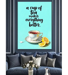 Çay Fincanı Yazılı Poster Dekoratif Kanvas - Mdf Ahşap Tablo
