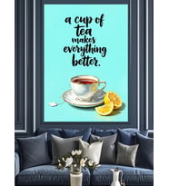 Çay Fincanı Yazılı Poster Dekoratif Kanvas - Mdf Ahşap Tablo