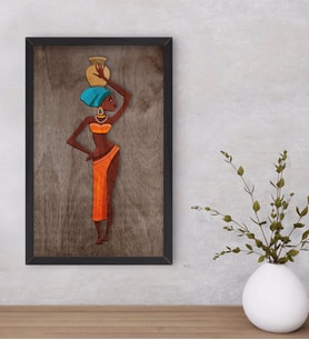 BK Home African Woman Dekoratif Ahşap Siyah Çerçeveli Tablo-2