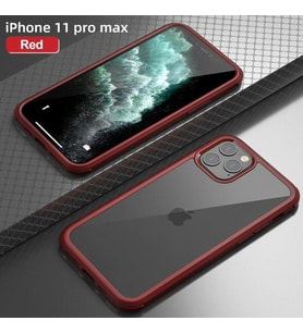 iPhone 11 Pro Max 9H Full Cam 360° Kamera Koruma Tam Koruma Kılıf (Kırmızı)
