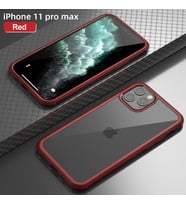 iPhone 11 Pro Max 9H Full Cam 360° Kamera Koruma Tam Koruma Kılıf (Kırmızı)