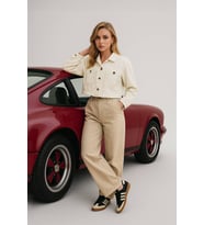 Kadın Ekru Crop Kesim Jean Ceket