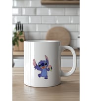 Stitch Tasarımlı 330ml Baskılı Beyaz Seramik Kupa Bardak