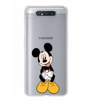 Samsung Galaxy A80  Kapak Mickey Mouse Tasarımlı Şeffaf Silikon Kılıf