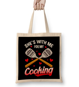 Funny She's With Me For My Cooking Cute Husband Bez Çanta Uzun Saplı