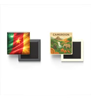 Buzdolap Magnetleri - Kamerun Bayrağı ve Paper Cut Tema - 2'li Set Magneti