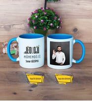 Jeoloji Mühendisi Kupa Bardak Mavi Fotoğraflı Mühendisler Günü Hediyesi
