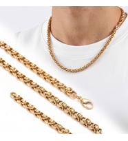 Premium Parlak ve Şık Marin Zincir Erkek Çelik Kolye 5 mm 55 cm 3183ECK010 - Gold Renk