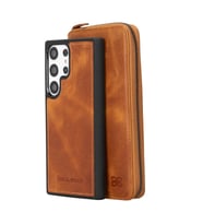 Bouletta Samsung Galaxy S23 Ultra Uyumlu Deri Zip Kılıf TN11 (Taba)