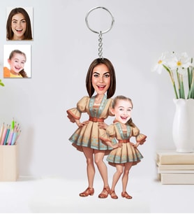 Kişiye Özel Anne Kız Kombin Anneler Günü Ahşap Anahtarlık-2