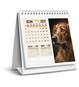 2027 KÖPEK MASA TAKVİMİ-16X15 CM-SERT TAŞIYICILI-SPİRALLİ