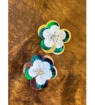 3X3 CM 2 Lİ TAŞLI PAYETLİ ÇİÇEK ARMA YAMA DİKİŞ HOBİ AKSESUARI (Mavi)