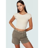 Viskon Ribana Kadın Crop Bluz Ay Kol Bisiklet Yaka Fitted Günlük Özenle Seçilmiş Seçkin Malzeme