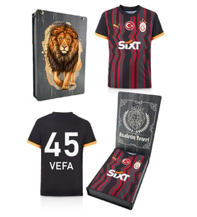 Galatasaray Orijinal Lisanslı Kişiye Özel 2024/25 Alternatif Siyah Taraftar Forma Hedilik Ahşap Kutu