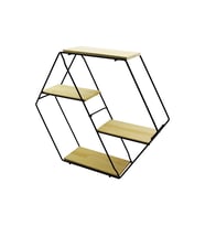PETEK - 4 KATLI METAL İSKELETLİ - AHŞAP RAFLI  DEKORATİF RAF  60 X 14 X 53 Cm (5343)