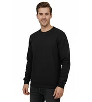 Erkek Sıfır Yaka Selanik Sweatshirt Regular Kalıp BGL-ST04870 (Siyah)