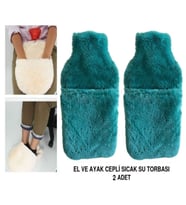 SICAK SU TORBASI 2 ADET,CEPLİ YEŞİL PELUŞ TERMOFOR 32,5x17,5cm  1500 ML