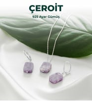 Luxtone Sertifikalı Çeroit Set 925 Ayar Gümüş Kolye Küpe Kadın Takı LX1240ST