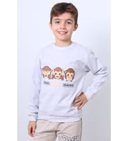 ERKEK ÇOCUK ŞARDONLU SWEAT KARAKTER BASKILI RİBANALI E34 (Gri)
