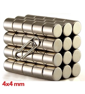 20 Adet 4x4 Mm Yuvarlak Neodyum Mıknatıs N35 Güçlü Magnet Nikel Kaplama