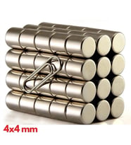 20 Adet 4x4 Mm Yuvarlak Neodyum Mıknatıs N35 Güçlü Magnet Nikel Kaplama